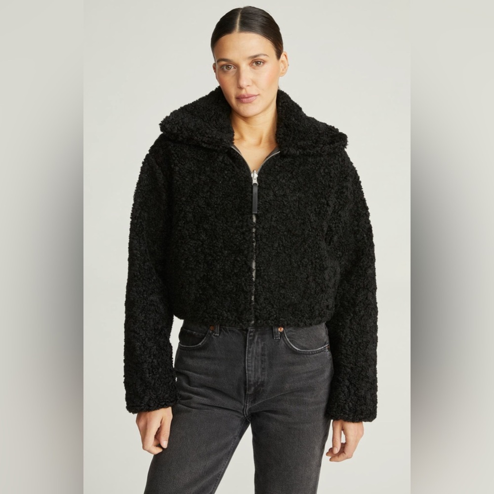 Hudson Jeans Cropped Plush Teddy Fur Jacket Size S NWT